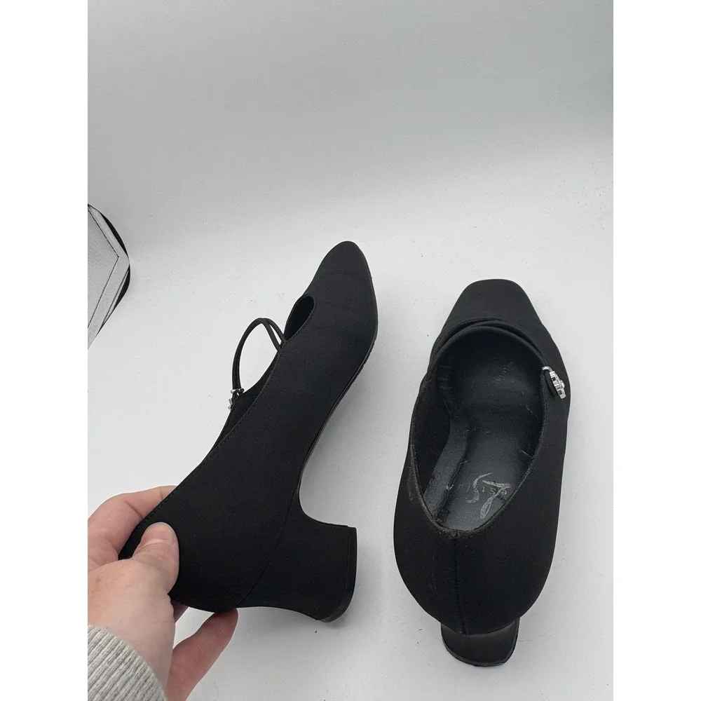 LifeStride Shoes Womens Size 7.5 Black Mary Jane Rhinestone Block Heel‎ Pumps